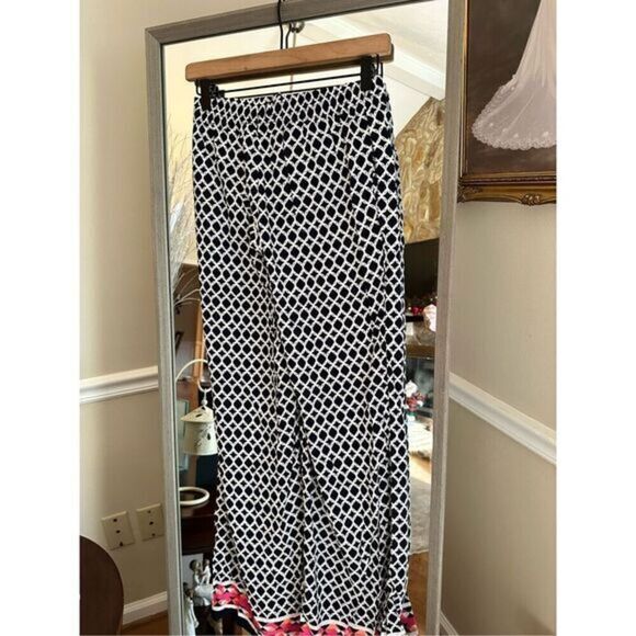 Crown & Ivy Geometric Print Wide Leg Pants XS Black White - Picture 3 of 4